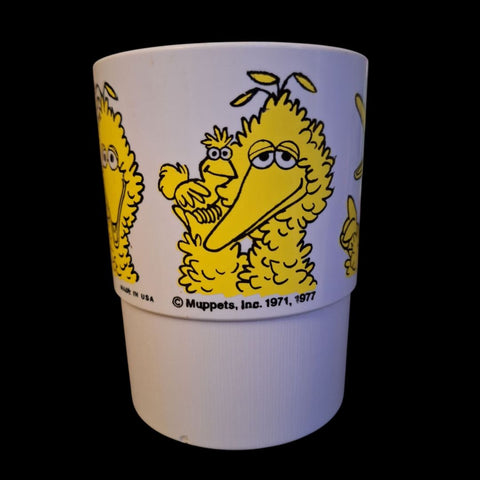 Big Bird Cup Vintage Plastic Muppets 1977 USA Made Kids Sesame Street Yellow