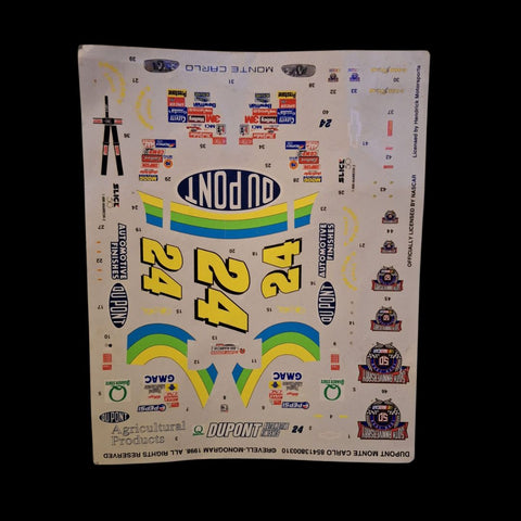 24 Nascar Model Car Decals Race Jeff Gordon Sponsor Vintage 1996 Dupont