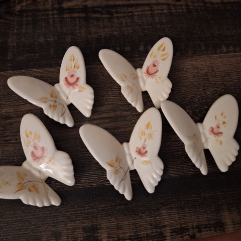5 Vintage Ceramic Butterflies Wall Decor Lasting Products Inc USA Pink Rose