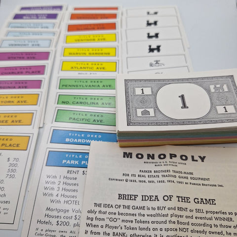 Monopoly Replacement Deed Pieces Instructions Rules 1960s Vintage Property Money
