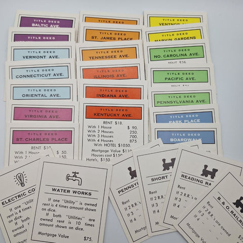 Monopoly Replacement Deed Pieces Instructions Rules 1990s Vintage Property