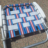 Vintage Webbed Folding Chair Aluminum Red White Blue Summer Patio Patriotic USA