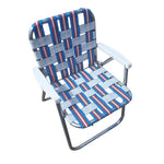 Vintage Webbed Folding Chair Aluminum Red White Blue Summer Patio Patriotic USA