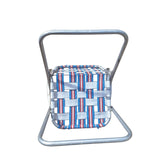 Vintage Webbed Folding Chair Aluminum Red White Blue Summer Patio Patriotic USA