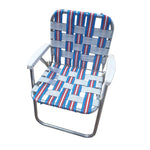 Vintage Webbed Folding Chair Aluminum Red White Blue Summer Patio Patriotic USA