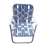 Vintage Webbed Folding Chair Aluminum Red White Blue Summer Patio Patriotic USA