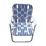 Vintage Webbed Folding Chair Aluminum Red White Blue Summer Patio Patriotic USA