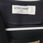 Vintage Alfred Dunner Button Up Black Shoulder Pads Womens 10 One Piece Blouse