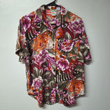 Ki Ko Mo Blouse Floral Button Down Shirt Collar Vintage Pocket Womens Medium