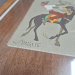 Vintage Virgilio Nabais Artwork Brazilian Horse Cowboy Framed 15 x 12 Fabric
