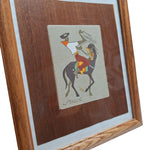 Vintage Virgilio Nabais Artwork Brazilian Horse Cowboy Framed 15 x 12 Fabric
