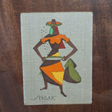 Vintage Virgilio Nabais Artwork Brazilian Woman Farmer Framed 15 x 12 Fabric