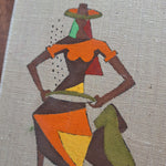Vintage Virgilio Nabais Artwork Brazilian Woman Farmer Framed 15 x 12 Fabric