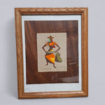 Vintage Virgilio Nabais Artwork Brazilian Woman Farmer Framed 15 x 12 Fabric