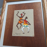 Vintage Virgilio Nabais Artwork Brazilian Dancing Music Framed 15 x 12 Fabric