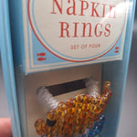 Williams Sonoma Beaded Fish Napkin Ring Set of 4 Box Vintage Sea Nautical Beach