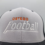 Ostego Football Ball Cap Hat Orange Gray Black Fitted Small Medium Performance