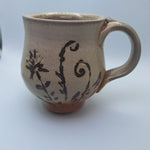 Clay Pottery Tea Coffee Mug Cup Art 4 Inch Brown Earth Handmade Folk Floral