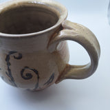 Clay Pottery Tea Coffee Mug Cup Art 4 Inch Brown Earth Handmade Folk Floral