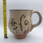 Clay Pottery Tea Coffee Mug Cup Art 4 Inch Brown Earth Handmade Folk Floral