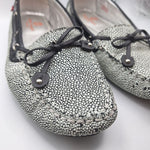 Marc Joseph Pebbled Flats Cypress Hill Tie Black White Leather Brazil Womens 8