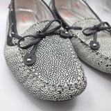 Marc Joseph Pebbled Flats Cypress Hill Tie Black White Leather Brazil Womens 8