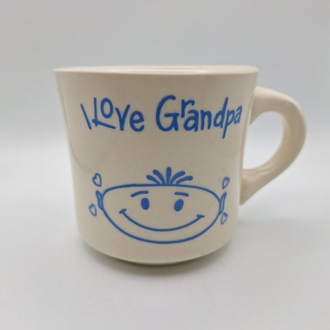 I Love Grandpa Mug Vintage USA Blue Grandchild Kid Gift Fathers Day Small 8 Oz