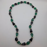 22 Inch Necklace Green Black Retro Beaded Plastic Twist Clasp Vintage Classic