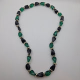 22 Inch Necklace Green Black Retro Beaded Plastic Twist Clasp Vintage Classic