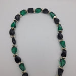 22 Inch Necklace Green Black Retro Beaded Plastic Twist Clasp Vintage Classic