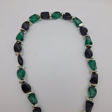 22 Inch Necklace Green Black Retro Beaded Plastic Twist Clasp Vintage Classic