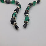 22 Inch Necklace Green Black Retro Beaded Plastic Twist Clasp Vintage Classic
