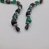 22 Inch Necklace Green Black Retro Beaded Plastic Twist Clasp Vintage Classic