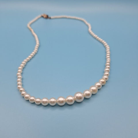 Faux Pearl Necklace 16 Inch Vintage Costume Small Japan Clasp Classy
