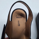 Clarks Soft Cushion Sandal Wedge Shoes Adjustable Straps Womens 9 Wide Black