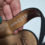 Clarks Soft Cushion Sandal Wedge Shoes Adjustable Straps Womens 9 Wide Black
