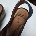Clarks Soft Cushion Sandal Wedge Shoes Adjustable Straps Womens 9 Wide Blue