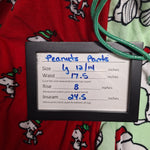 Peanuts Christmas Snoopy Red Green Pants Fluffy Soft Womens Large 12 10 Santa