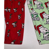 Peanuts Christmas Snoopy Red Green Pants Fluffy Soft Womens Large 12 10 Santa
