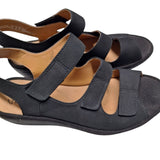 Clarks Soft Cushion Sandal Wedge Shoes Adjustable Straps Womens 9 Wide Blue