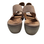 Clarks Soft Cushion Sandal Wedge Shoes Adjustable Straps Womens 9 Wide Beige