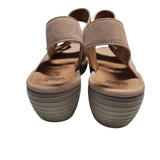 Clarks Soft Cushion Sandal Wedge Shoes Adjustable Straps Womens 9 Wide Beige