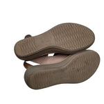 Clarks Soft Cushion Sandal Wedge Shoes Adjustable Straps Womens 9 Wide Beige