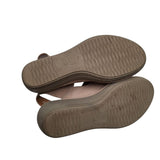 Clarks Soft Cushion Sandal Wedge Shoes Adjustable Straps Womens 9 Wide Beige