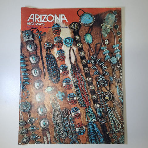 Arizona Highways March 1975 Turquoise Jewelry History Art Vintage Belts Native