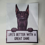 Set of 2 Great Dane Stickers Life is Better Black Pointed Ears
