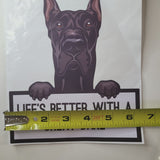 Set of 2 Great Dane Stickers Life is Better Black Pointed Ears