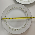 Elegance by Sheffield Set of Two Replacement 10 Inch Plates Fine China Green Leaves White Flowers