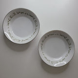 Elegance by Sheffield Set of Two Replacement Small Bowls Fine China Green Leaves White Flowers