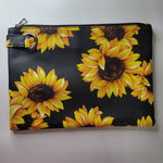 Oversized Clutch Bag Sunflowers Handle Zipper Large